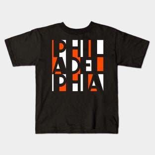 PHILADELPHIA ORANGE AND BLACK WORD ART PHILLY FAN FAVORITE Kids T-Shirt